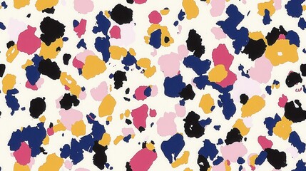 Obraz premium Abstract Colorful Spots Pattern Pink Yellow Blue Black White Background Texture