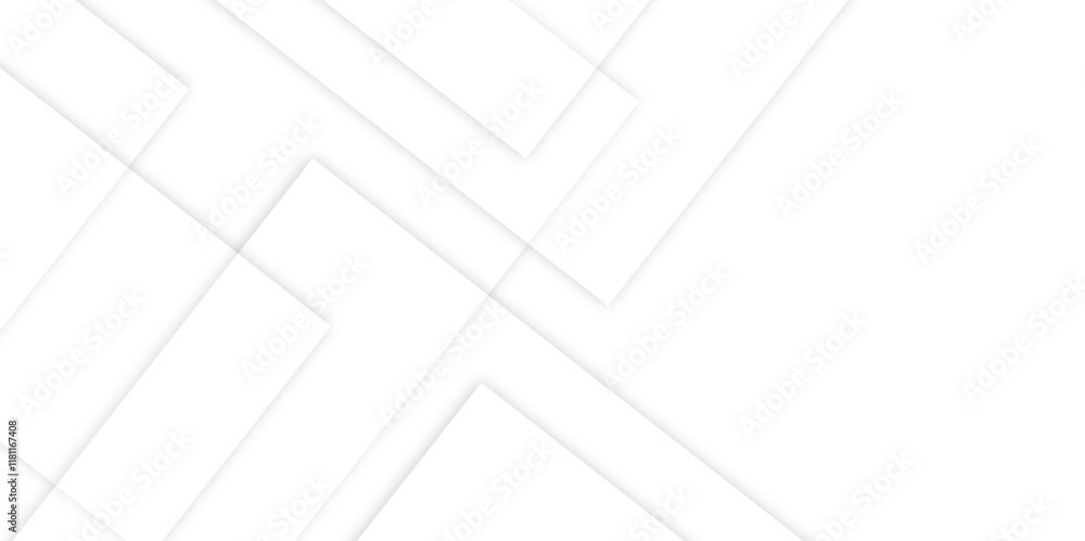 Poster abstract white background design with layers of textured white transparent material in triangle and 