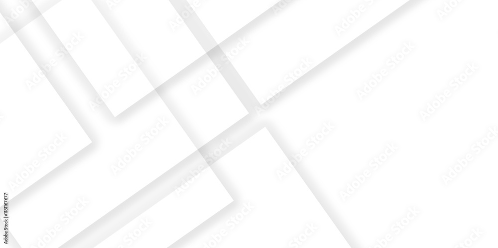 Poster abstract white background design with layers of textured white transparent material in triangle and 