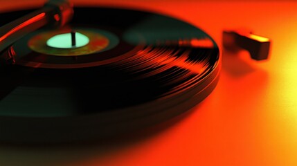 Vinyl Record Close-Up: A Symphony in Red and Black