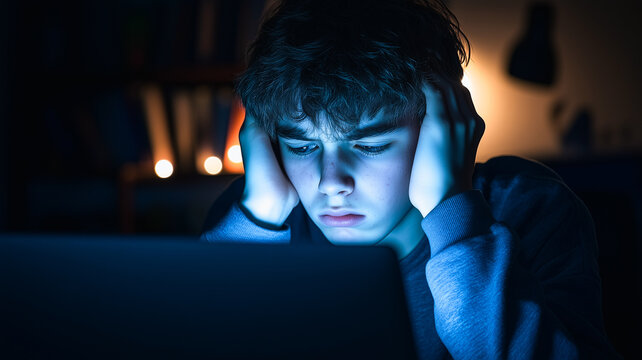 Cyberstress: Teenager Overwhelmed by Online World 