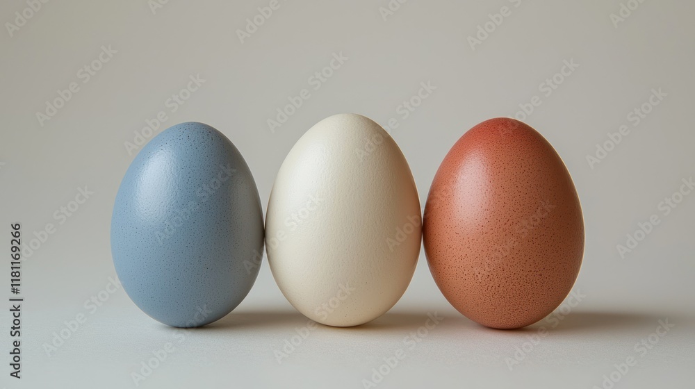 Poster three eggs in a row: a study in color and form