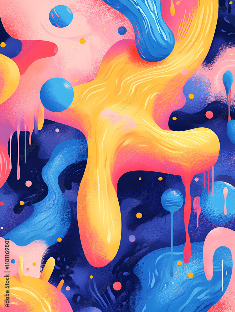 Poster abstract liquid dreams: a captivating abstract artwork featuring vibrant splashes of liquid in bold 