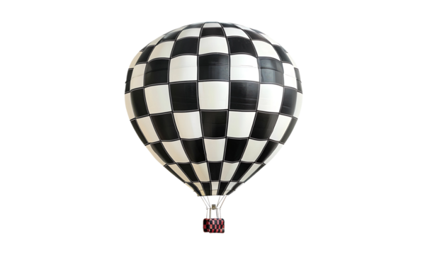 Black and White Checkered Hot Air Balloon: A vibrant and stylish black and white checkered hot air balloon against a clean background, symbolizing aspirations, freedom, and adventure.