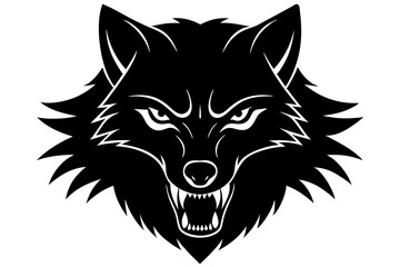 wolf head black silhouette vector, Simple silhouette Design vector icon with white background. wild animal 