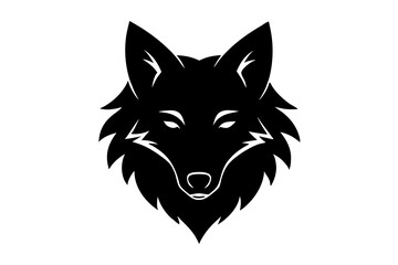 wolf head black silhouette vector, Simple silhouette Design vector icon with white background. wild animal 