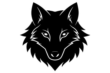 wolf head black silhouette vector, Simple silhouette Design vector icon with white background. wild animal 