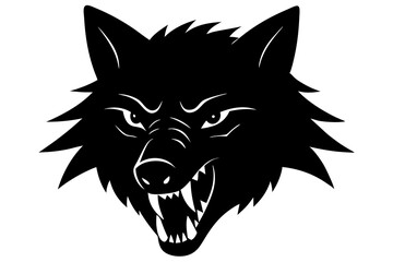 Obraz premium wolf head black silhouette vector, Simple silhouette Design vector icon with white background. wild animal 