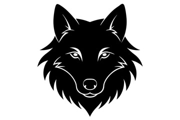 wolf head black silhouette vector, Simple silhouette Design vector icon with white background. wild animal 