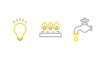 電気代、ガス代、水道代のイラストセット