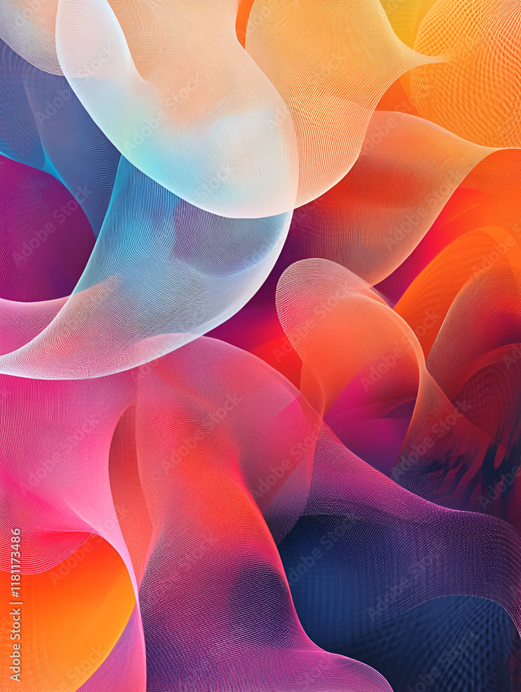 Poster abstract colorful swirls: a vibrant and dynamic abstract artwork featuring swirling, translucent for