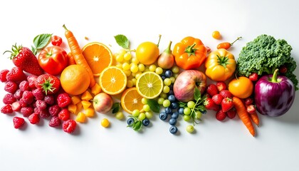 Vibrant Rainbow of Fresh Fruits and Vegetables: A Colorful Display of Healthy Eating