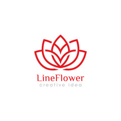 Creative Line Flower Concept Logo Design Template