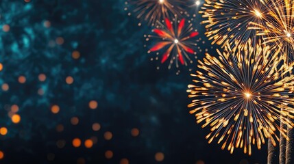 Chinese new year fireworks idea. Stunning fireworks illuminate the night sky in vibrant colors, celebrating joy and unity.