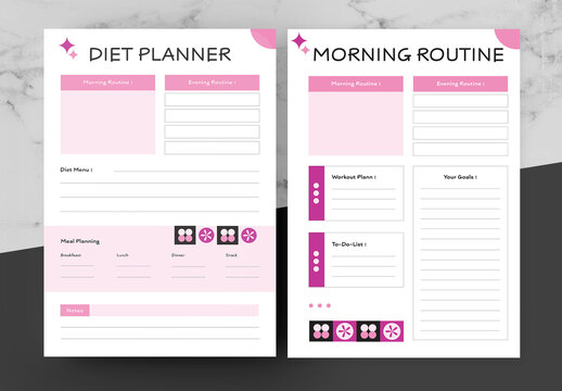 Pink And Black Diet Planner