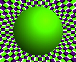 Ball spinning on optical illusion background