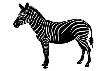 zebra black silhouette vector, Simple silhouette Design vector icon with white background. wild animal 