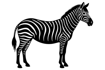 zebra black silhouette vector, Simple silhouette Design vector icon with white background. wild animal 