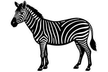 zebra black silhouette vector, Simple silhouette Design vector icon with white background. wild animal 