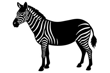 zebra black silhouette vector, Simple silhouette Design vector icon with white background. wild animal 