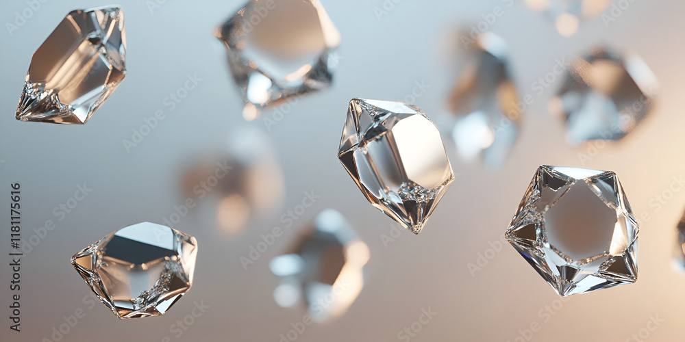 Poster diamond dust: sparkling diamonds float in mid-air, catching the light and creating a mesmerizing dan