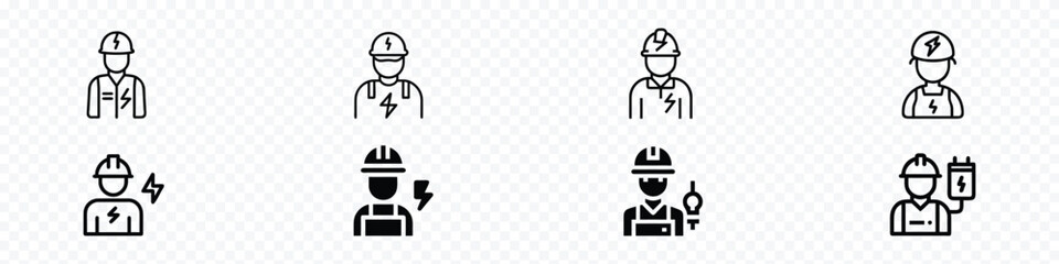 Electrician icon set, Electrician Technician Engineer Avatar Vector Icon, Worker Engineer Technician Mechanic Avatar