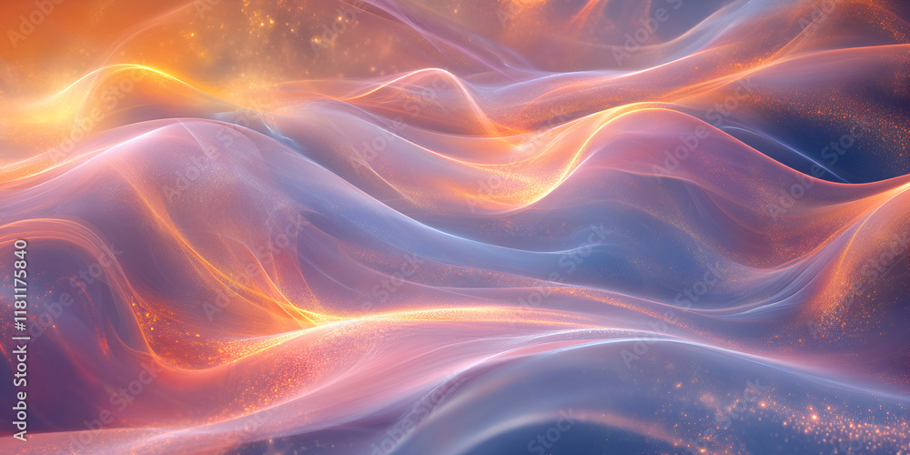 Poster abstract waves of light: an ethereal and captivating abstract background featuring a mesmerizing int