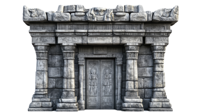 Stone temple entrance transparent background
