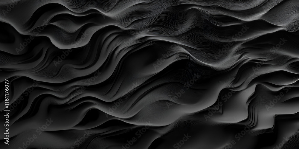 Poster abstract dark waves: a captivating image featuring a dynamic interplay of dark, undulating waves cre