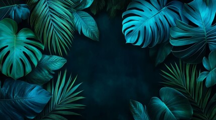 Vibrant green tropical leaves background, a lush natural tapestry 