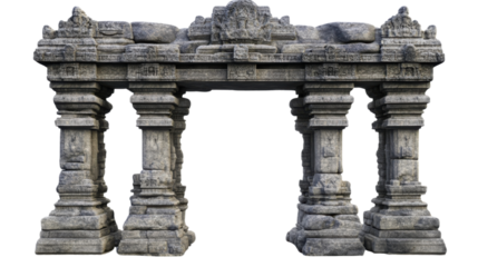 Stone temple entrance transparent background