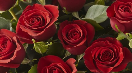 Obraz premium Bouquet of red roses blooming in romantic flower arrangement