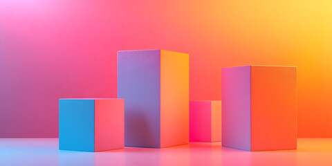 Neon Glow Product Display: A modern and vibrant backdrop for showcasing products. Colorful geometric shapes bathed in a dynamic neon glow, perfect for highlighting your brand.  