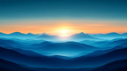 Obraz premium Breathtaking sunset panorama, golden hues embrace majestic mountain peaks