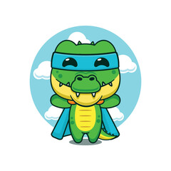 Super crocodile cartoon vector illustration