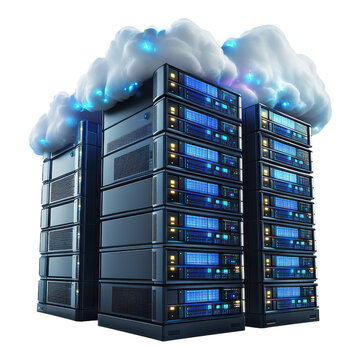 Cloud Computing Data Servers Illustration on transparent PNG background.