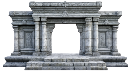 Stone temple entrance transparent background