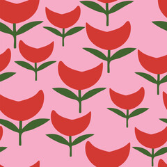 seamless cute red flowers pattern background