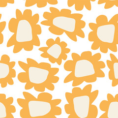 seamless cute yellow daisy flowers pattern background