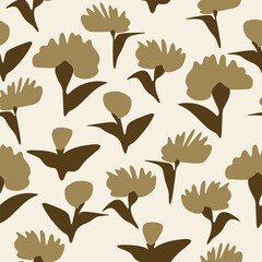 seamless mixed two tone flowers pattern background