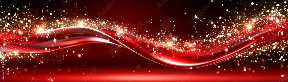 Poster radiant red abstract background with sparkling particles and dynamic sparks shiny