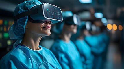 Surgeons collaborating remotely using AR and VR tools for real-time surgical precision and assistance