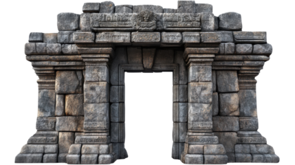 Stone temple entrance transparent background