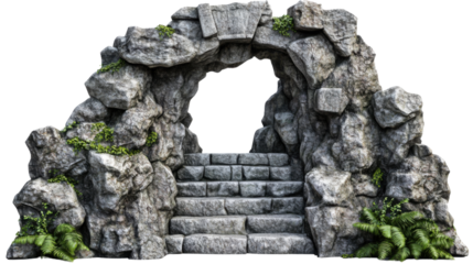Stone temple entrance transparent background