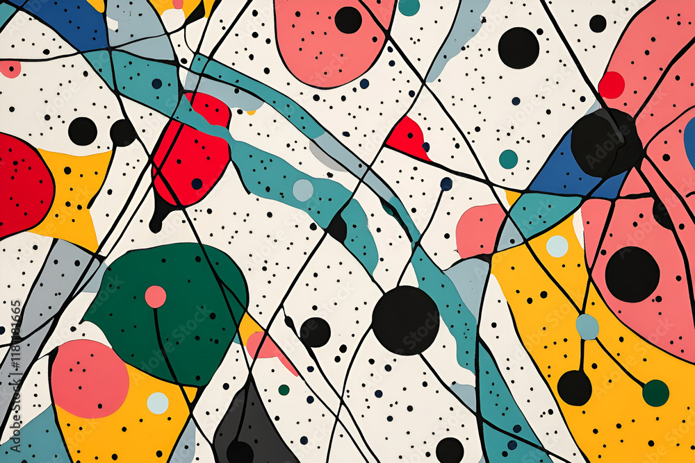 Poster abstract art: a vibrant and dynamic abstract art design with bold colors, abstract shapes, and lines