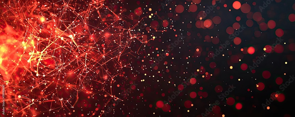 Poster chinese new year fireworks idea. abstract red particles and lines create a stunning digital backgrou