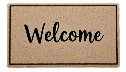 Elegant Welcome Mat with Black Lettering  A Stylish Doormat for Home Entrance