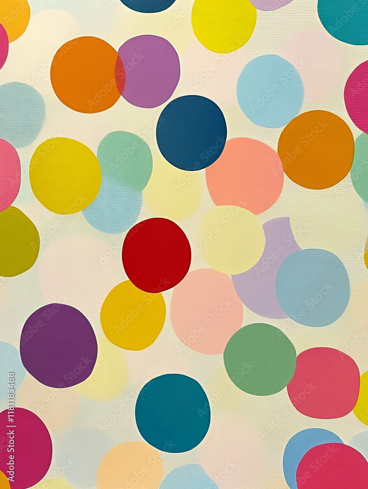 Poster colorful polka dot pattern: vibrant and playful, this abstract design features a whimsical array of 