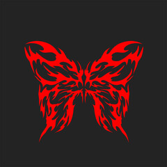 Neo tribal butterfly vector design on black background. sharp, symmetrical details combine elegance and intensity, perfect for tattoos, logos or striking graphic projects