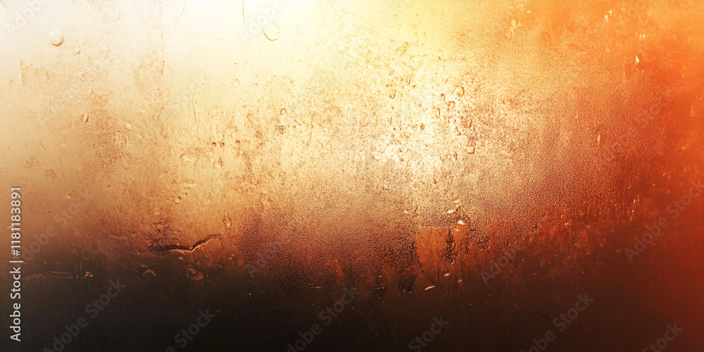 Poster misty sunset window: abstract view of a sunset through a misted window, creating an atmospheric and 